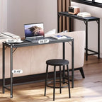 Console Table, 2-Tier Entryway Table with Storage, Narrow Sofa Table with V Design
