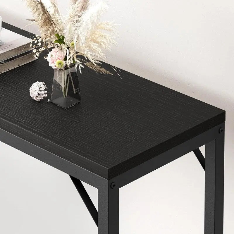 Console Table, 2-Tier Entryway Table with Storage, Narrow Sofa Table with V Design